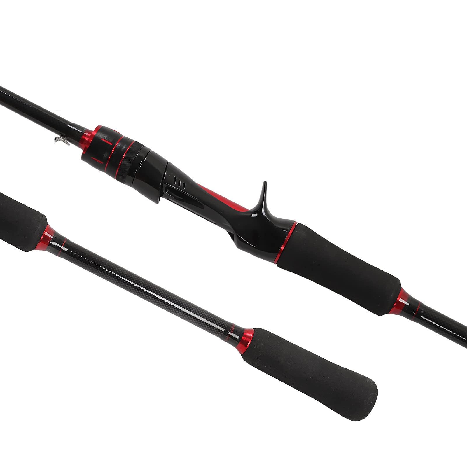 Canne à Pêche Baitcaster en Carbone Léger, Outil Puissant pour Matériel de Pêche en Eau Douce et Salée, 1.8m (Poignée de Pistolet 1,8 m)