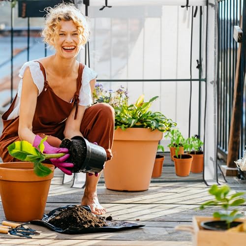 Relaxdays Gewächshaus Balkon, 4 Ablagen, HxBxT: 150 x 100 x 80 cm, Foliengewächshaus, PE-Folie, Stahl, transparent/grün – Bild 5