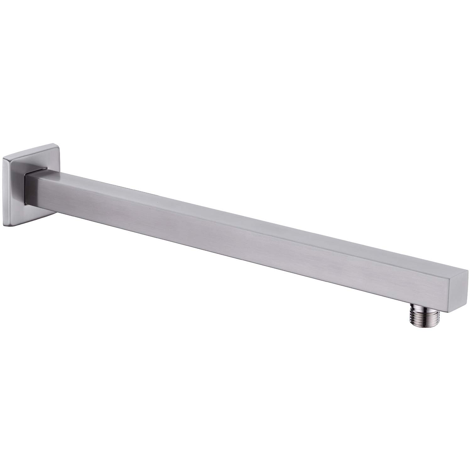 Square Shower Arm with Flange Heavy Duty Stainless Steel Rainfall Shower Head Extension Pipe, Bathroom Wall Mounted 16 Inch Extender Arm, Brushed Nickel