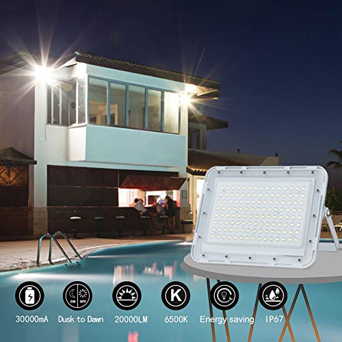 300W LED Solar Flood Lights,20000Lumens Street Flood Light Outdoor IP67 Waterproof with Remote Control Security Lighting for Yard, Garden, Gutter, Swimming Pool, Pathway, Basketball Court, Arena