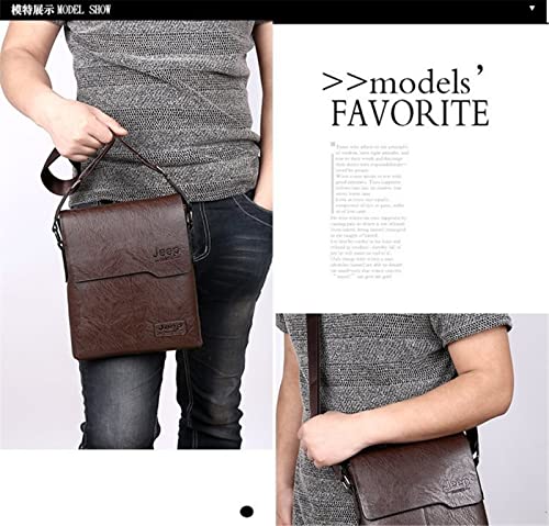 Conjunto de Bolsa Carteira Masculina de Couro Ombro Bolsas Crossbody Conjuntos (marrom escuro)