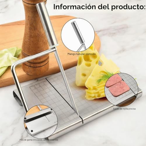 Miniatura 4 de Mylerct Cortador De Queso, Cortador De Mantequilla Con Cuchilla, Herramienta De Corte Acero Inoxidable, Multifuncional Herramienta De Corte De Queso Con Escala Cuadrícula, Para Bloque, Mantequilla