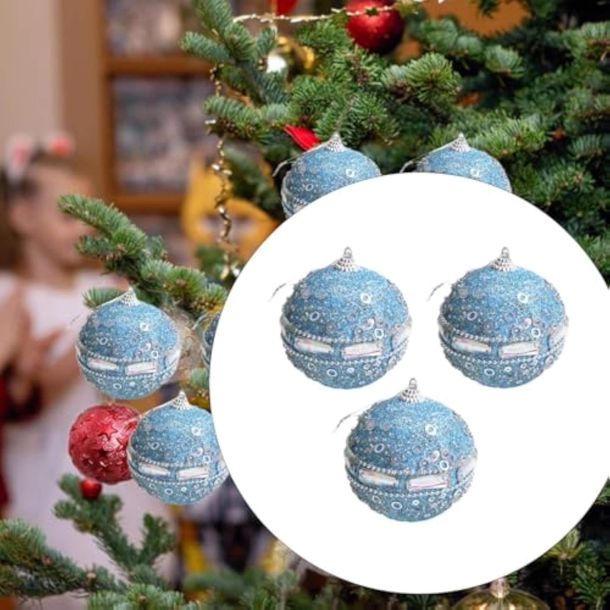 3 Pieces Christmas Ball Ornaments 8 cm Charm Pendants