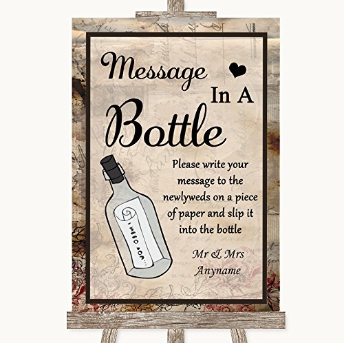 Vintage Wedding Sign Collection Vintage Message in A Bottle Wedding Sign