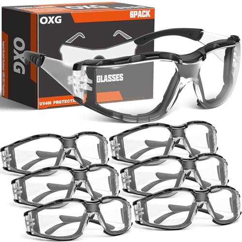 OXG Safety Glasses for Men, ANSI Z87.1 Anti-Fog Impact Resistant Protective Eyewear, Foam Gasket,...