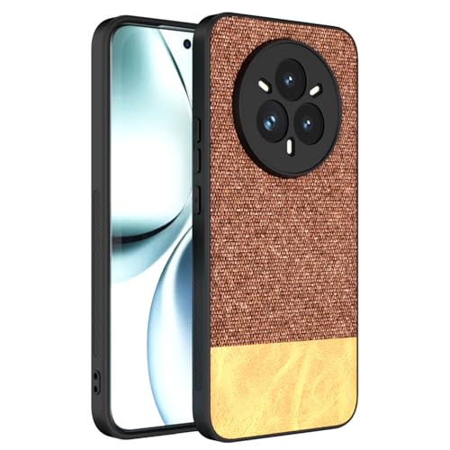 Image of Kapa Soft Fabric & Leather Hybrid Protective Back Cover for Realme 14 Pro+ (Plus) 5G | Shockproof Slim Hard Anti Slip Back Case (Brown)