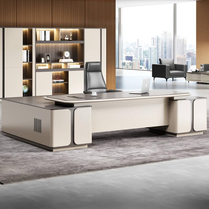 Image of Lakdi The Furniture Co Director & Executive L-Shape Luxury Office Table Modern Desk with Drawer and CPU Storage - Stylish, Spacious, and Sustainable Workspace - LDL-641