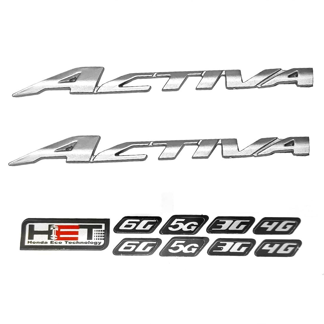 WAZA Emblem Badge for Honda Activa 6G-5G Scooty Monogram 3D Sticker Logo Metal Chrome for Petrol Tank Waterproof Durable Self-Adhesive Non-Rusting Decal (Set of 2 pcs + All Stickers, Silver-Metallic)-image-26