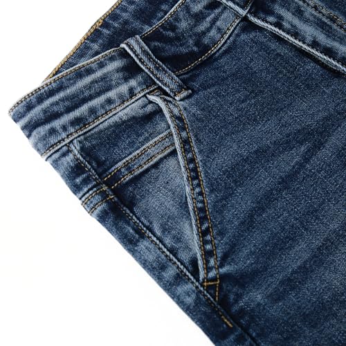 KIDSCOOL SPACE Girls Jeans,Kids Elastic Band Inside Ripped Denim Pants4