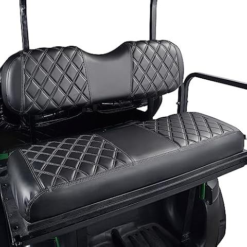 NOKINS Golf Cart RS Diamond Seat Cover for Regular Seat Cushion Aftermarket Back Seat Kit, No Staples Required,Golf Cart Vinyl Replacement Seat Cover Black Stitching Cover