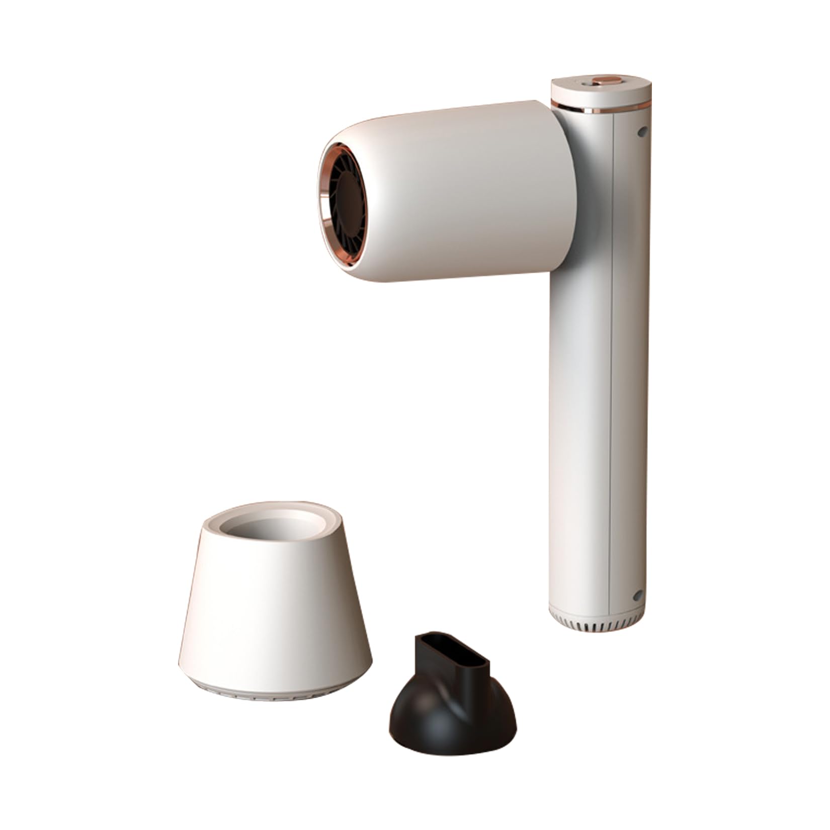 BNEI Asciugacapelli Portatile Senza Fili, Asciugatura Rapida, Basso Rumore, Caldo e Freddo, Include Stazione di Ricarica e Raccoglitore di ugelli, 15 * 7,7 * 25,3 cm (White)