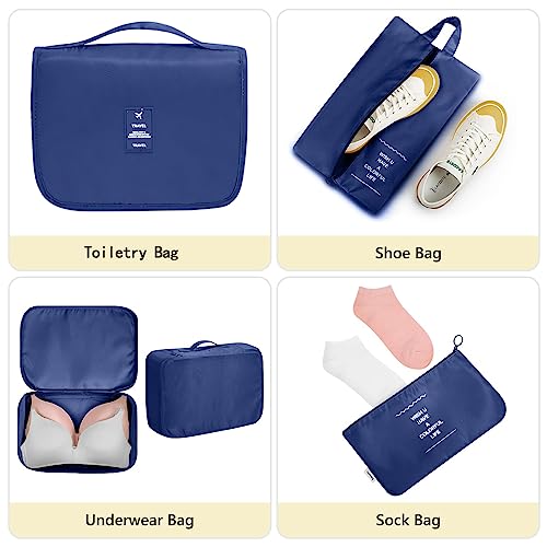Image of MURISE Packing Cubes for Travel, 8 Pcs Suitcase Organiser Bags for Travel Essentials, Durable Luggage Organiser Set, Packing Organisers, Suitcase Organiser System for Men /Women, Darl Blue