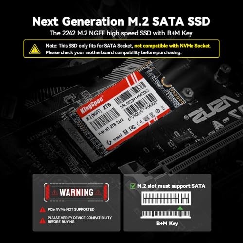 KingSpec NT Series 256GB M.2 2242 SATA SSD - Not Compatible with NVMe Socket, Sata3 6Gb/s Internal Solid State Drive, fo - Additional View