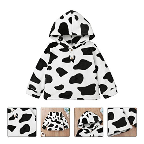 KESYOO Casaco Infantil Com Capuz Com Estampa de Vaca Roupas Quentes de Pelúcia Casaco Macio de Manga