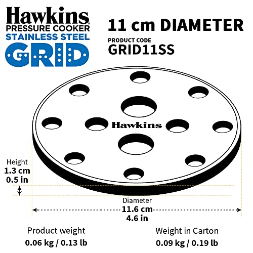 Image of Hawkins Pressure Cooker Steaming Grid 11cm | GRID | Steaming Rack for Food & Containers | ISI Certified | Silver (GRID11SS)