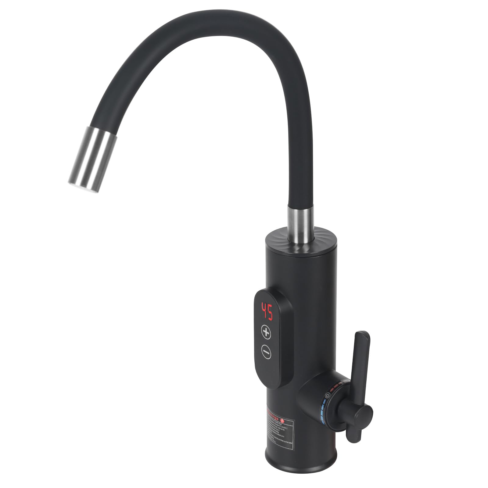 Instant Hot Water Tap, 3300W Electric Hot Water Faucet, Touch Control 30-55°C, 360° Universal Flexible Hose, Electric Water Heater Tap, LED Display, Hot and Cold Kitchen Faucet (Black) — image 1