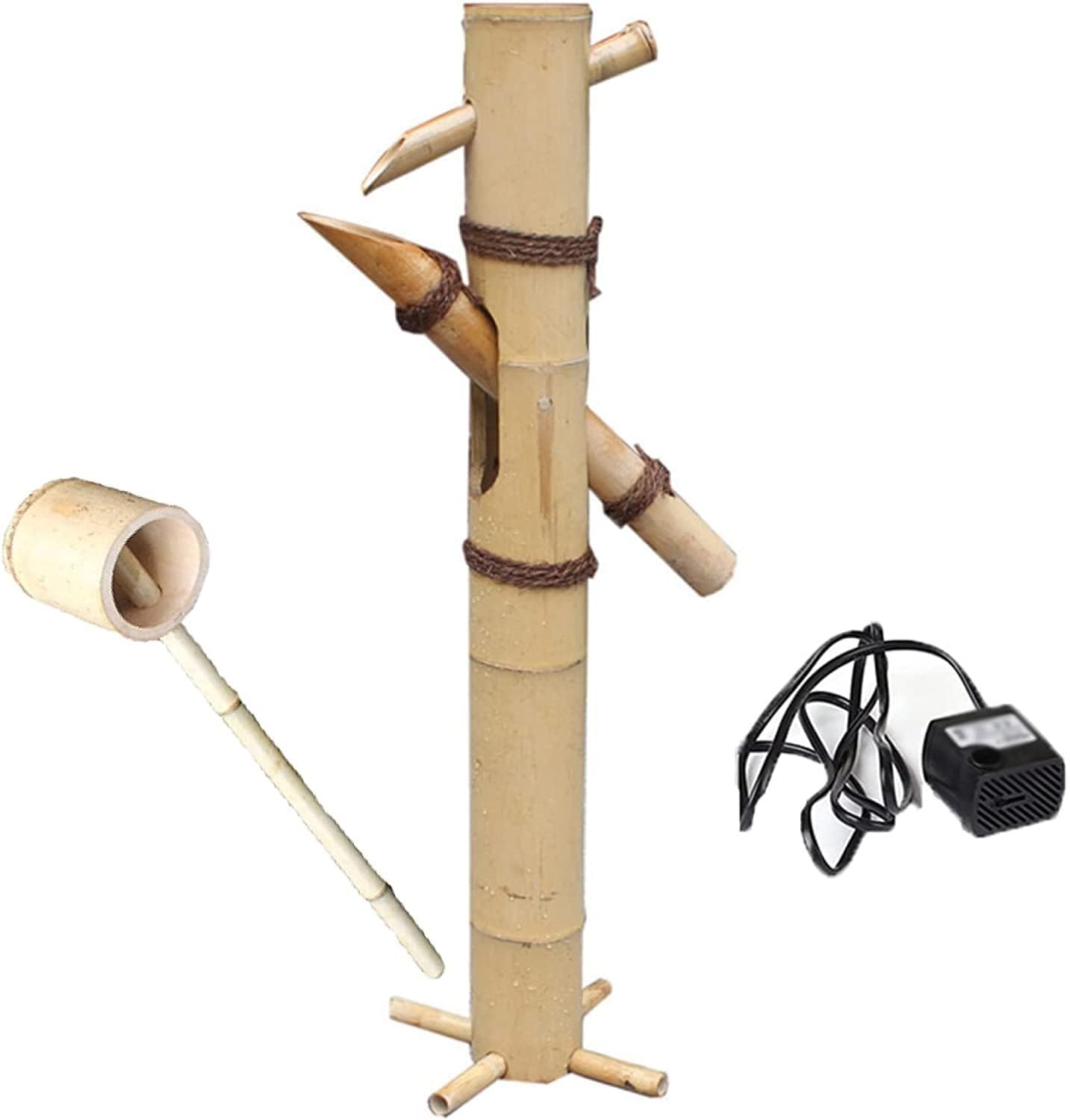 Bamboo Water Fountain - Japanese Zen Garden Pond Feature with Pump for Tranquil Outdoor Decoration