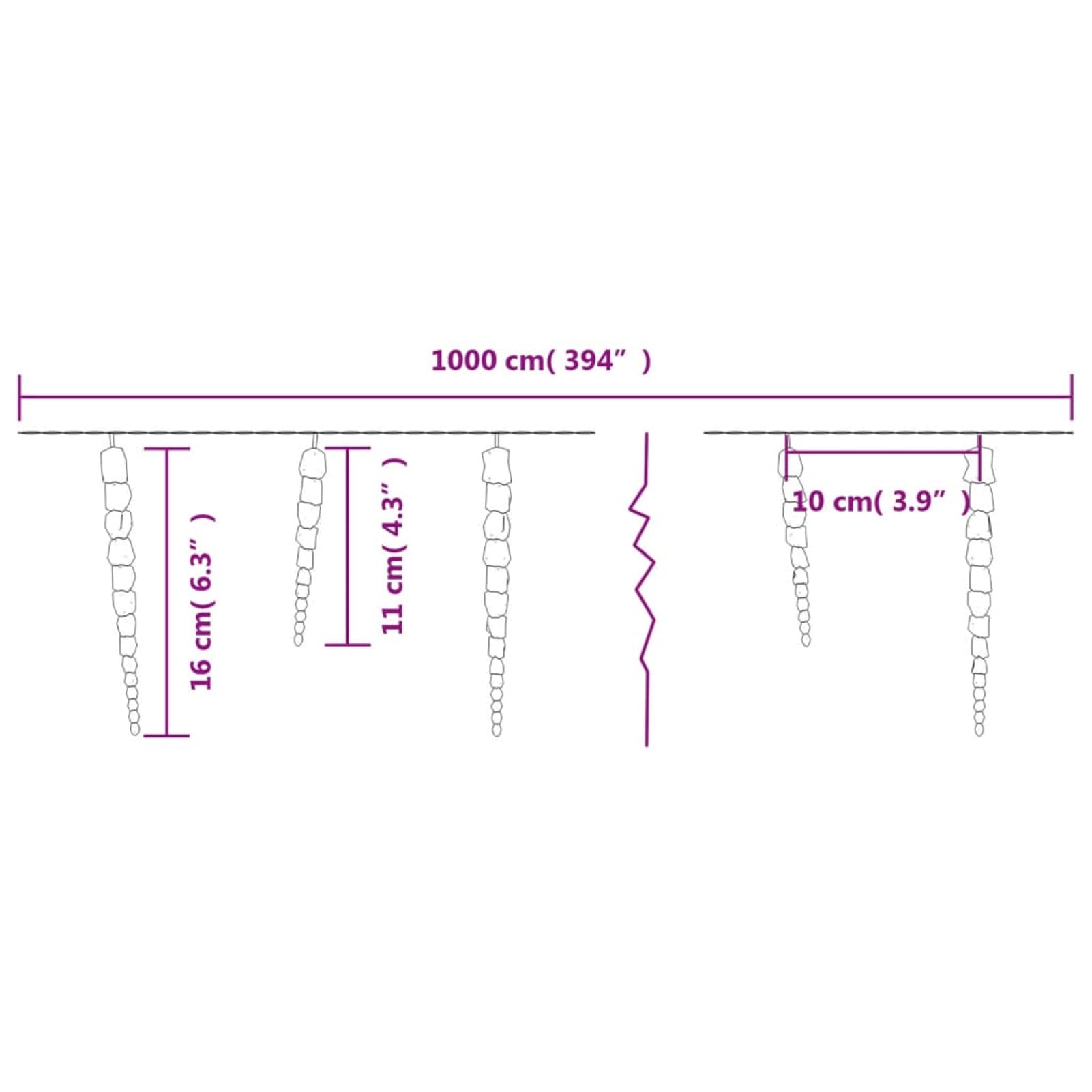 Homgoday 100 LED Eiszapfenlichter für Innen & Außen - Warmweiß - Transparent - 10m - Weihnachten & Party Model356227