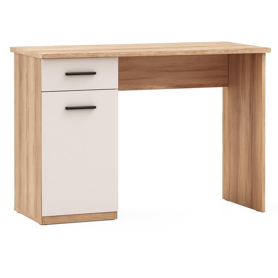 Acomoda Textil - Mesa de Estudio con 1 Cajón y 1 Puerta 120x49,5x72 cm. Escritorio Funcional Diseño Moderno, Espacioso y Resistente para Oficina, Dormitorio o Estudio. (Mauvella/Beige)