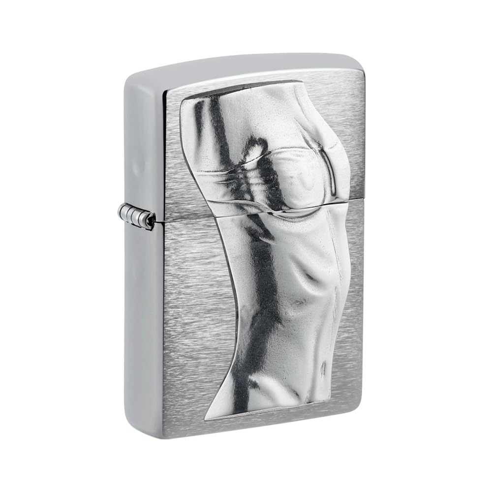 Zippo Windproof Lighter, Women's Torso 3D Design – Brushed Chrome, Emblem Attached – Refillable, Reusable, Windproof Design – Comes in Gift Box – Made in USA — image 1