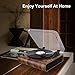 VOSTERIO Bluetooth Record Player, 3 Speed Turntable with Built-in Speakers, Retro LP Vinyl Player with BT Input & Output, FM Radio, USB & SD Card Recording, Aux in, LED Display