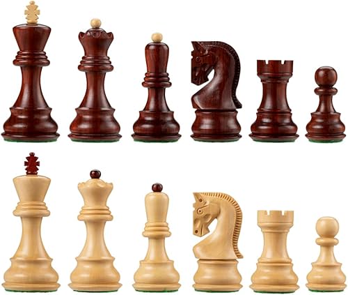 Zagreb - Juego de ajedrez de secuoya y boj con tamaño King de 3.75 pulgadas. Solo piezas de ajedrez de madera ponderadas de alta calidad, juego de