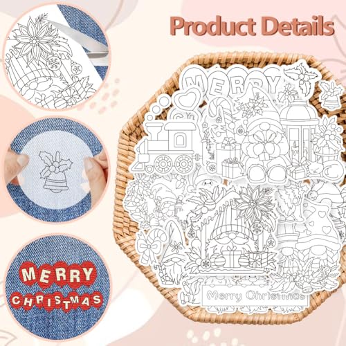 peacoblue Water Soluble Embroidery Patterns for Beginners 4 Sheets Chirstmas Fairies with 20pcs Patterns - Image 4