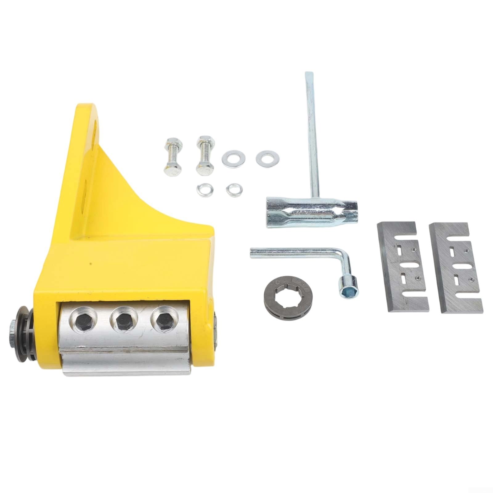 Sbarcatore per motosega, accessorio per sbucciare e scanalare il legno, accessorio per scortecciatura in alluminio resistente compatibile con motoseghe da 66 cc passo 325 38, giallo