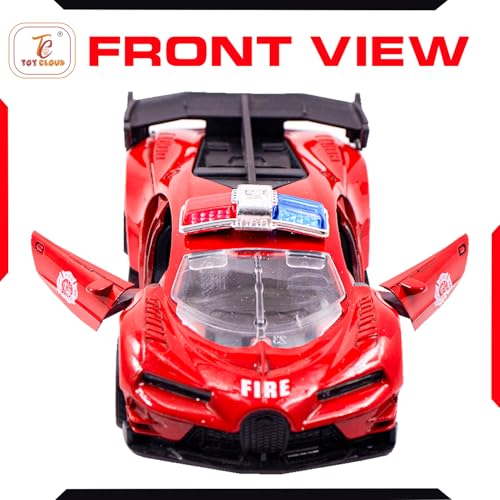 Image of Toy Cloud Bugatti Fire Brigade Car 1:32 Scale Die-Cast Metal Toy with Opening Doors and Pull Back Action Realistic Toy Car
