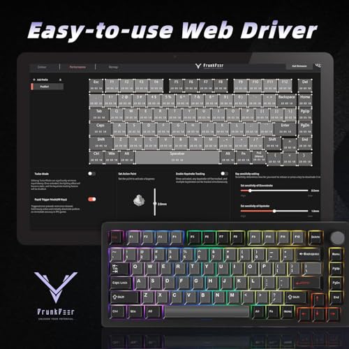 Image of DrunkDeer A75 Pro Rapid Trigger Silent Magnetic Switch Mechanical GamingKeyboard ANSI Adjustable Actuation HE Hall Effect RGB PBT Keycap 75% TKL 82Keys Wired Cherry Profile USB with Knob