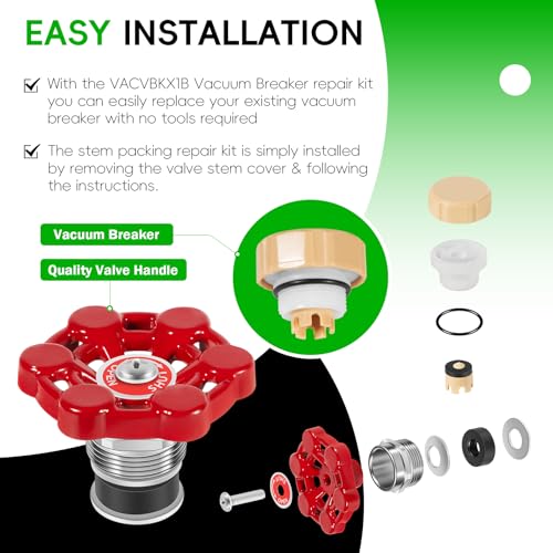 2Pack Universal Outdoor Faucet Repair Kit with VACVBKX1B Vacuum Breaker Kit by Camoo - Used condition - Image 5