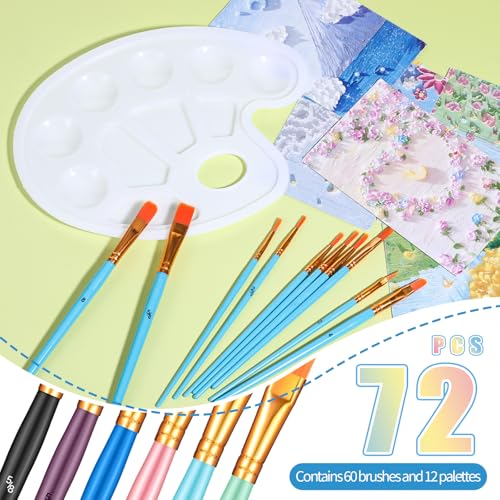 KALIONE 72 Piezas Set Profesional de Pinceles y Paletas para Pintura, Brochas Redondas Sintéticas con Mango de Madera, Pintura al Óleo, Acuarela y Acrílico miniatura 3