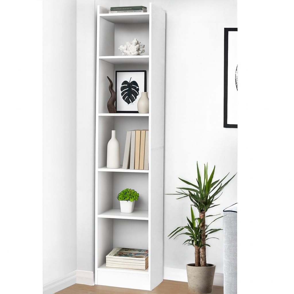 Callas 6 Layer Engineered Wood Bookshelf Multipurpose Home Decor Storage Rack Showcase Organizer for Living Room, Kitchen, Bedroom, Office | BR-07-White