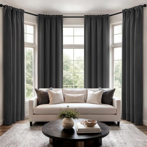 Image of MIULEE Gray Blackout Curtains 84 Inch Length for Bedroom Set of 4 Panels
