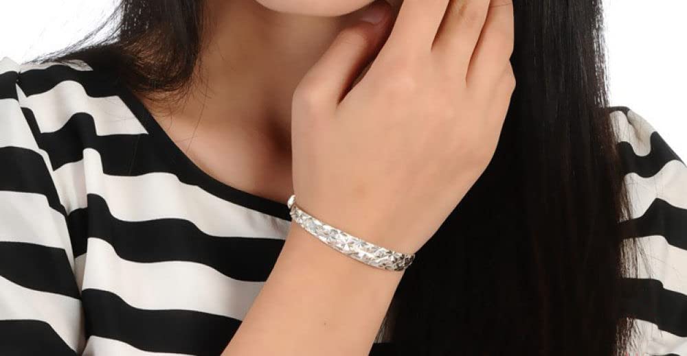 Armband Damen Silber,S999 Silber Freundschaftsarmbänder Funkelnde Geschnitzte Sterne Verstellbare Armreif Klassischer Schmuck Geschenk Für Frauen Mama Freundin