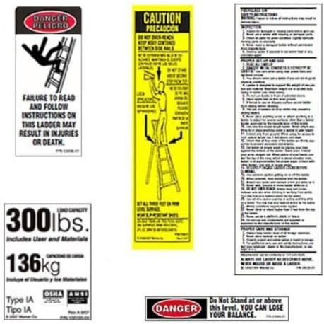 300 LB Fiberglass Step Ladder Label Kits by Werner