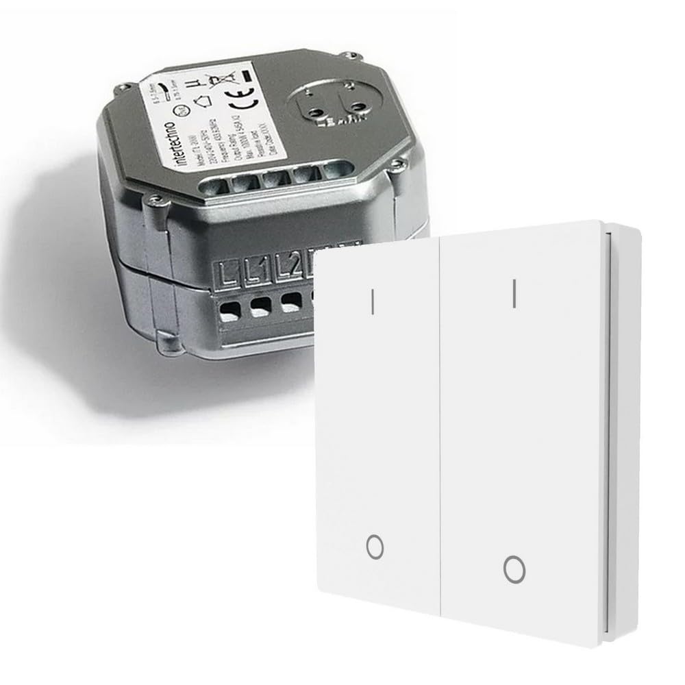 PI-130: Intertechno 2-fach Funkschalter ITL-2000 mit Doppel-Wandsender DWS-22 für die fernbediente Schaltung von Lichtanlagen aller Art, sowie Elektrogeräte bis 1000 Watt/Kanal