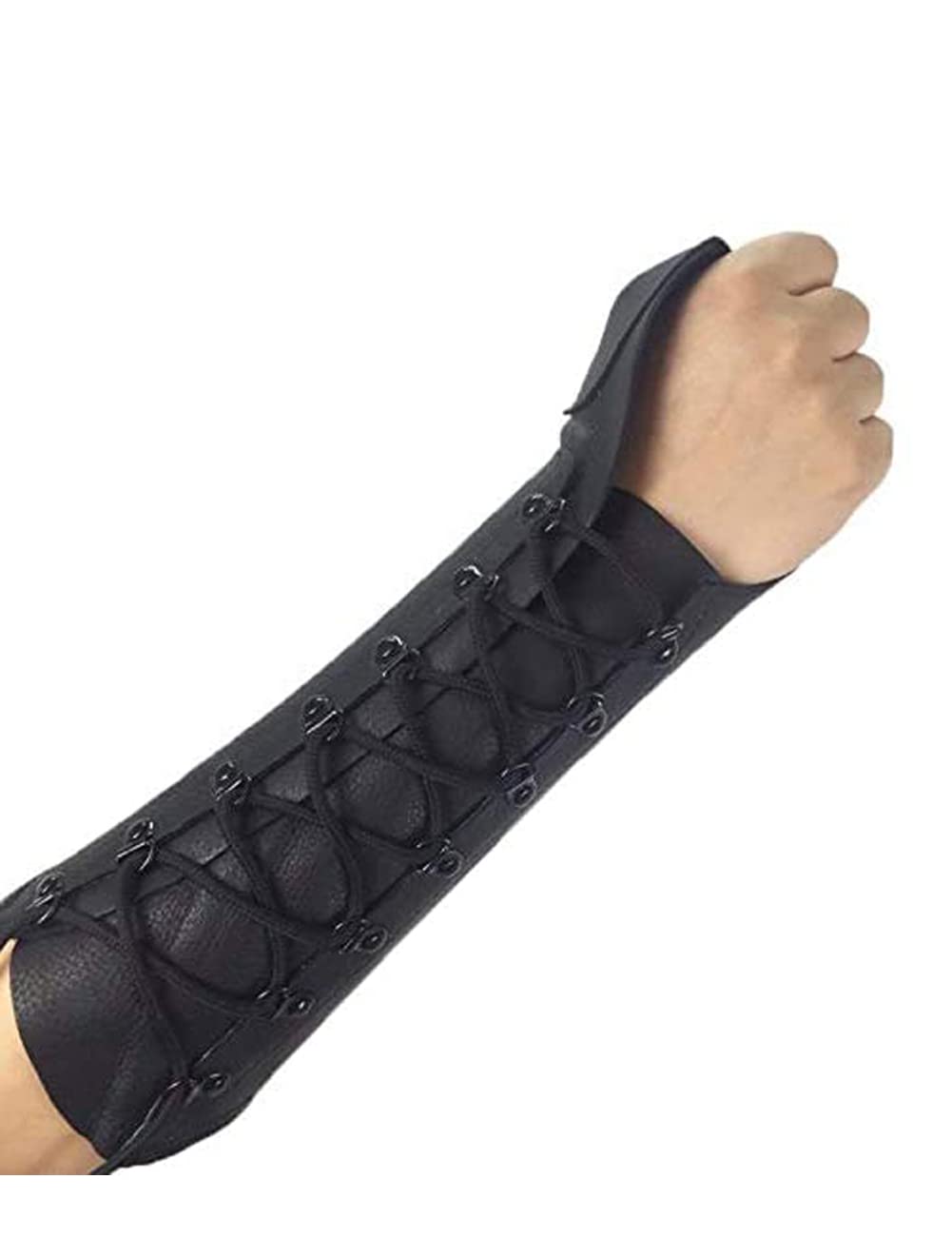 longbowmaker Noir Protège-Bras de Tir à l’Arc Réglable en Cuir de Vache Antique Protège-Poignet 31cm Bracelet pour Adulte et Jeune