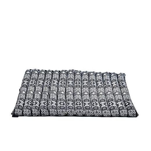 LEEWADEE colchoneta de meditación Zabuton – Cojín de Suelo Cuadrado, Asiento tailandés de Yoga Hecho de kapok, 70 x 70 cm, Negro