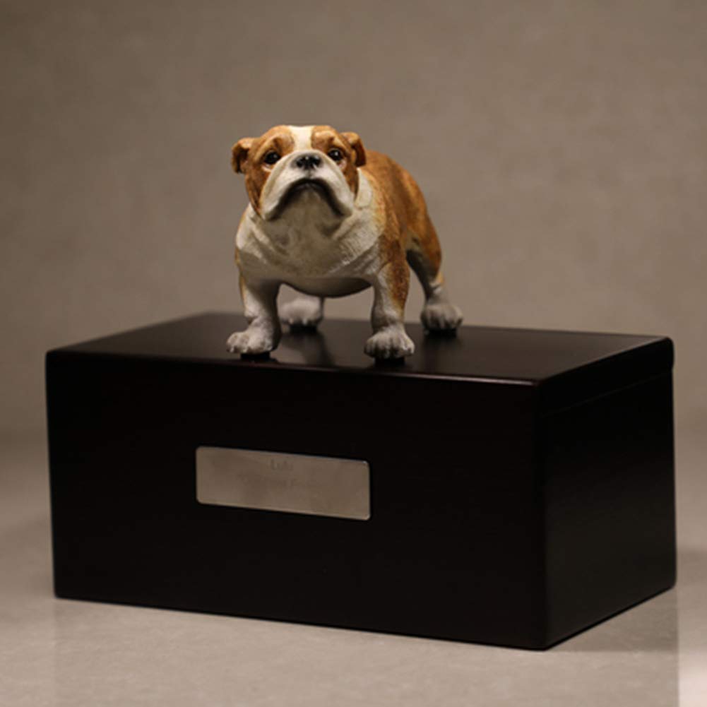 Urna Cinerarie Ceneri per Animali Domestici Personalizzato in Palissandro con Statua Targhetta con Incisione Personalizzabile per Nome e Data di Cane e Gatto Cremazione Funeraria Urne per Cani Gatti