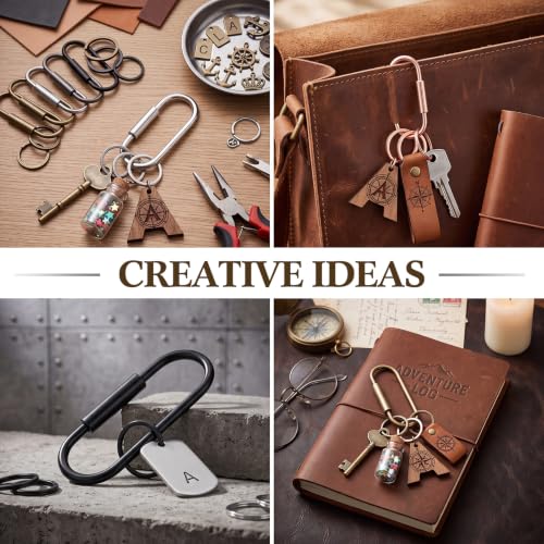 Image of WILLBOND Brass Carabiner Key Ring Locking Screw Carabiner Clips Round Key Rings Keychain Kit for Handbags Purse Bag Charm