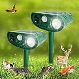 Solar Ultrasonic Animal Repellent, Cat Repellent Outdoor with Motion Sensor,Sound and LED...
