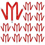 Seematn 12Pcs Halloween Suspenders for Men Adjustable Suspender Elastic Y Back Style Suspenders for Men Costume Accessories(Red)