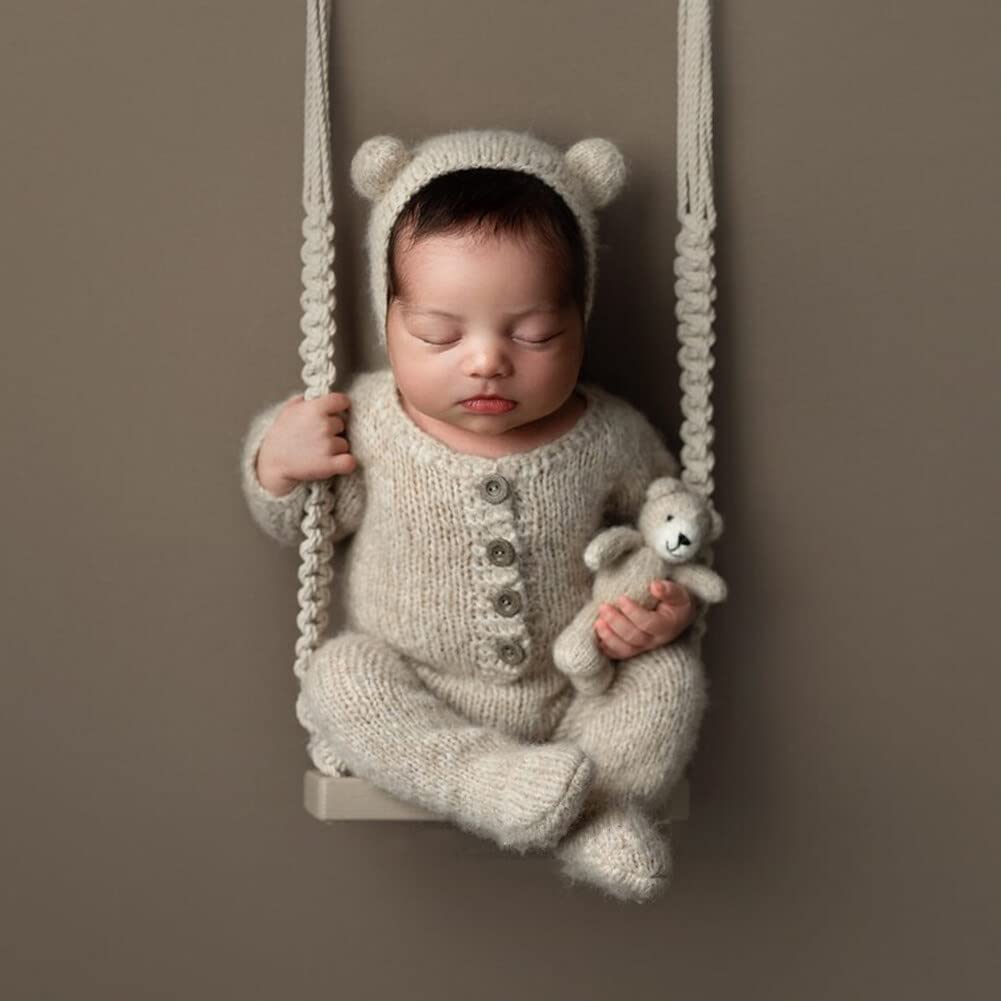 URFEDA Bébé Balançoire Nouveau-Né Garçon Filles Accessoires De Photographie Balançoire en Bois Bébés Meubles Photo ThèMe Accessoires Accessoires pour Studio Photo Shooting Bébé Accessoires Nature