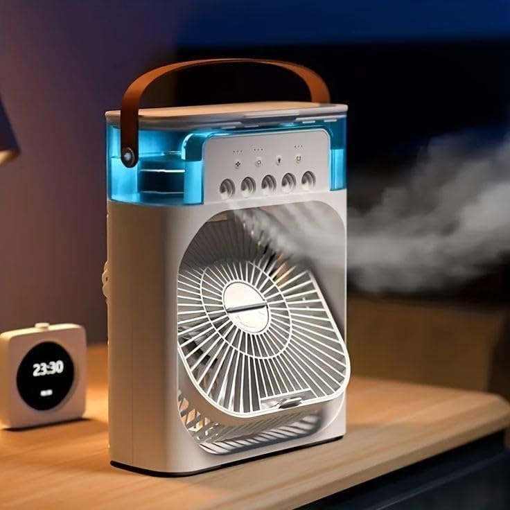 Image of Portable Mini Air Cooler - Compact USB-Powered Air Conditioner Fan | Adjustable Speeds | Energy-Efficient Personal Cooling for Home, Office & Desk Use