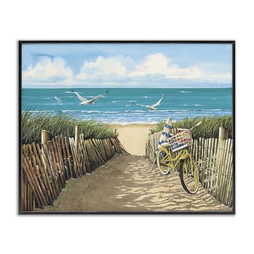 Taxi de plage jaune tableau giclée encadrée John Rossini pour illuminer un mur blanc vide