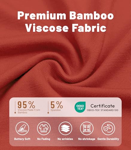 Image of NACHILA Nightgowns for Women-Viscose Made from Bamboo, V Neck Sleepshirts Short Sleeve Sleepwear Cool Nightshirt