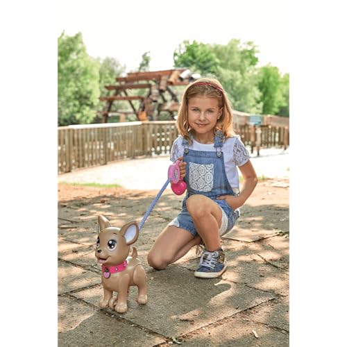 Simba 105893264 - Chichi Love PooPoo Puppy Chihuahua Spielzeug Hündchen aus Kunststoff, zum Gassi gehen, inklusive Leine, Leckerlis und Zubehör, für Kinder ab 3 Jahren