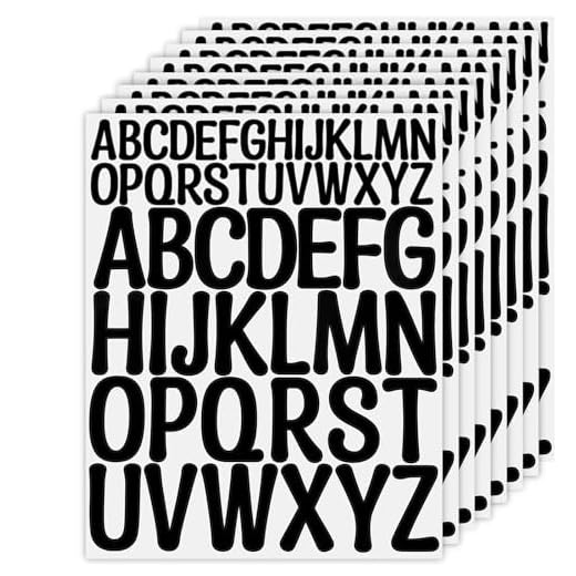 NISENTIA Buchstaben Aufkleber, 416 Stück/8 Blatt Selbstklebende Buchstaben Vinyl Sticker, Buchstaben zum Aufkleben, Klebebuchstaben Wetterfest für Postfach,Schilder,Adressnummer,DIY (Schwarz)