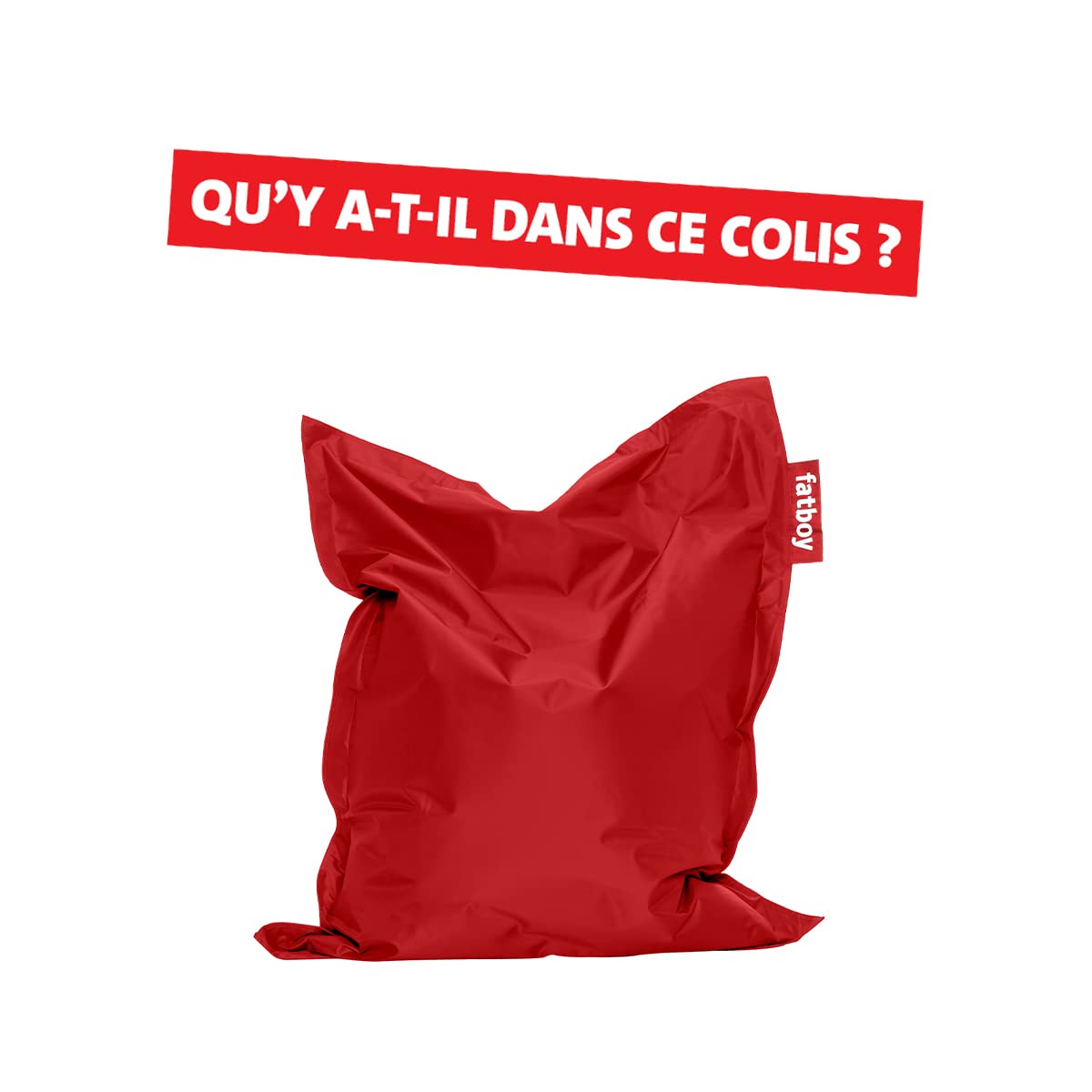 Fatboy Original Pouf Enfant - Fauteuil Enfant Robuste et Durable pour l'Intérieur - Fauteuil Pouf en Nylon - Bean Bag Confortable et Rechargeable - 100 x 130 cm - Rouge